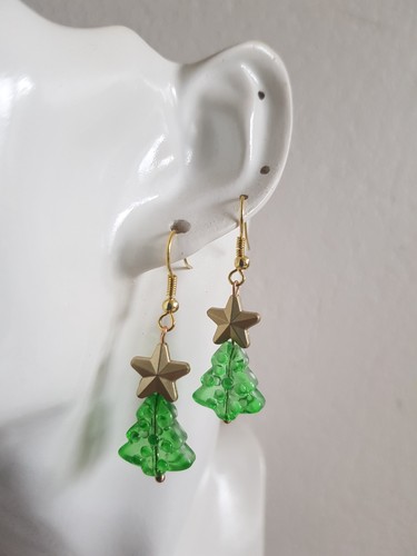 Ohrringe christbaum glasperlen - christbaum,