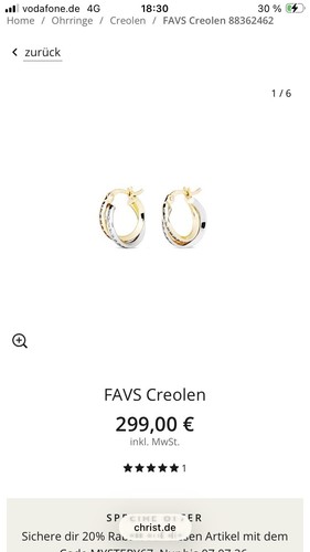 Favs creolen echtgold - creolen, 375